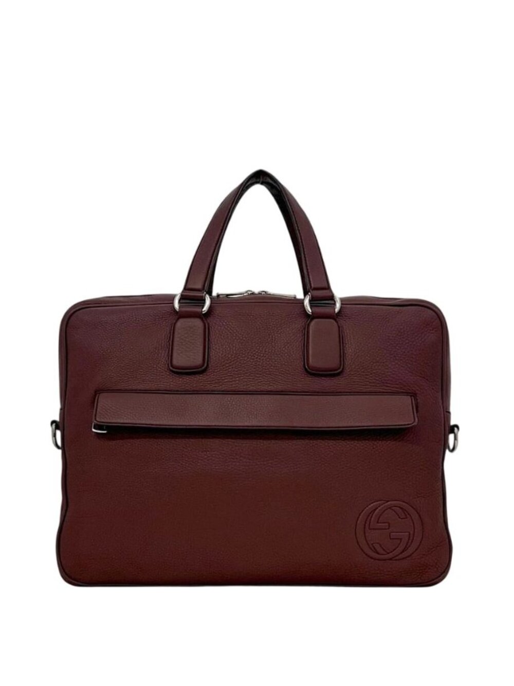 Gucci Briefcase Bordeaux Interlocking Document Gray Leather GG Business